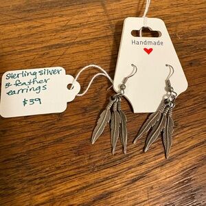 Handmade Silver 3-Feather Earrings